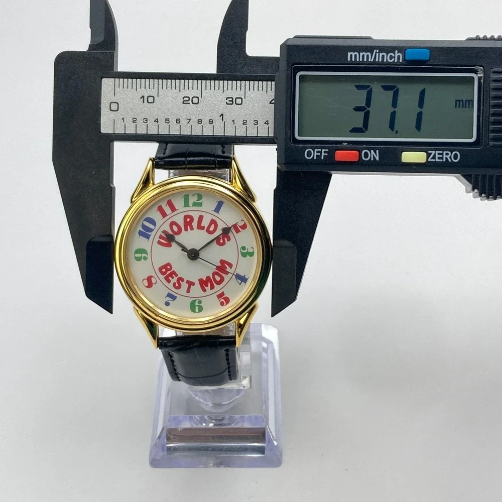 Womens Watch World's Best Mom Gold Tone 37mm Mothers Day Gift New Battery 8.75